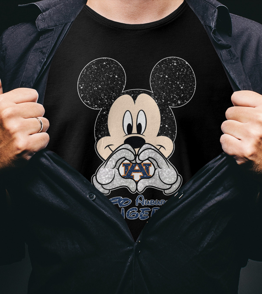 Mickey Mouse Heart Hands Auburn Tigers T-Shirt