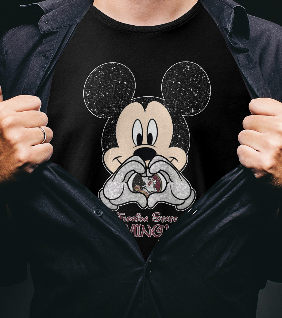 Mickey Mouse Heart Hands Florida State Seminoles T-Shirt