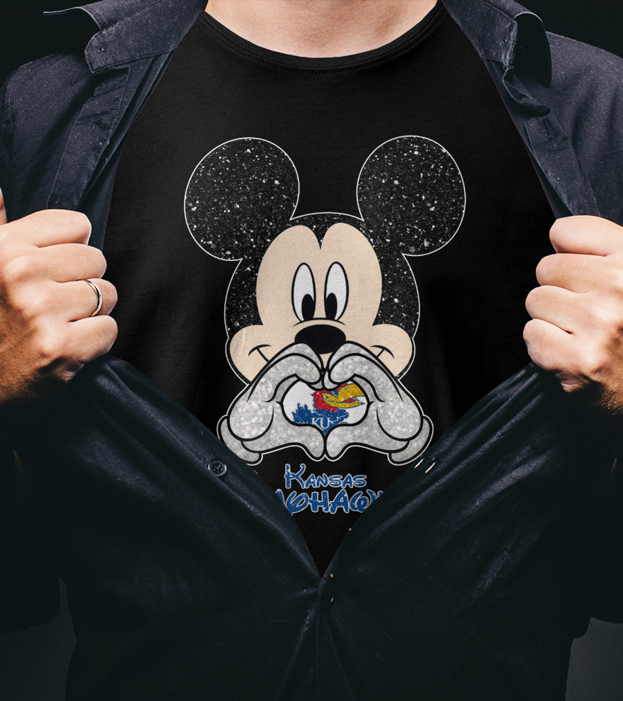 Mickey Heart KU Kansas Jayhawks T-Shirt