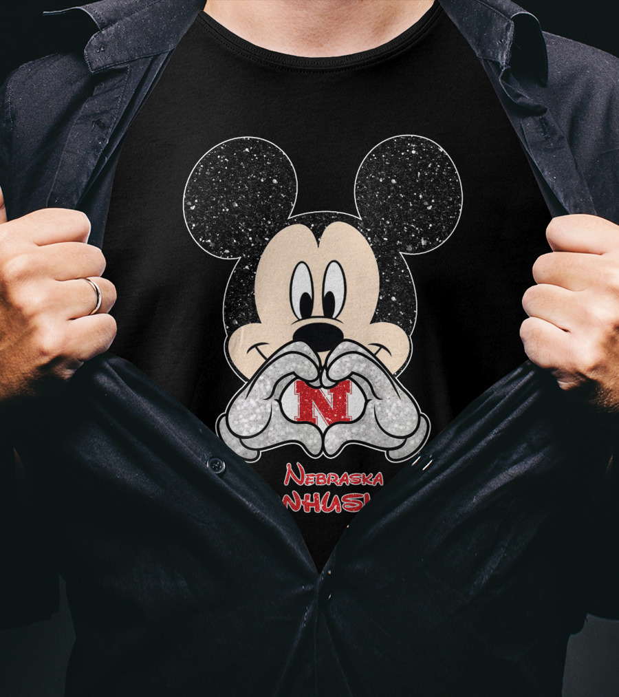 Mickey Nebraska Cornhuskers Love T-Shirt