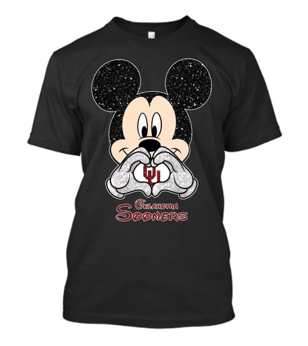 Mickey Oklahoma Sooners OU Heart Hands T-Shirt
