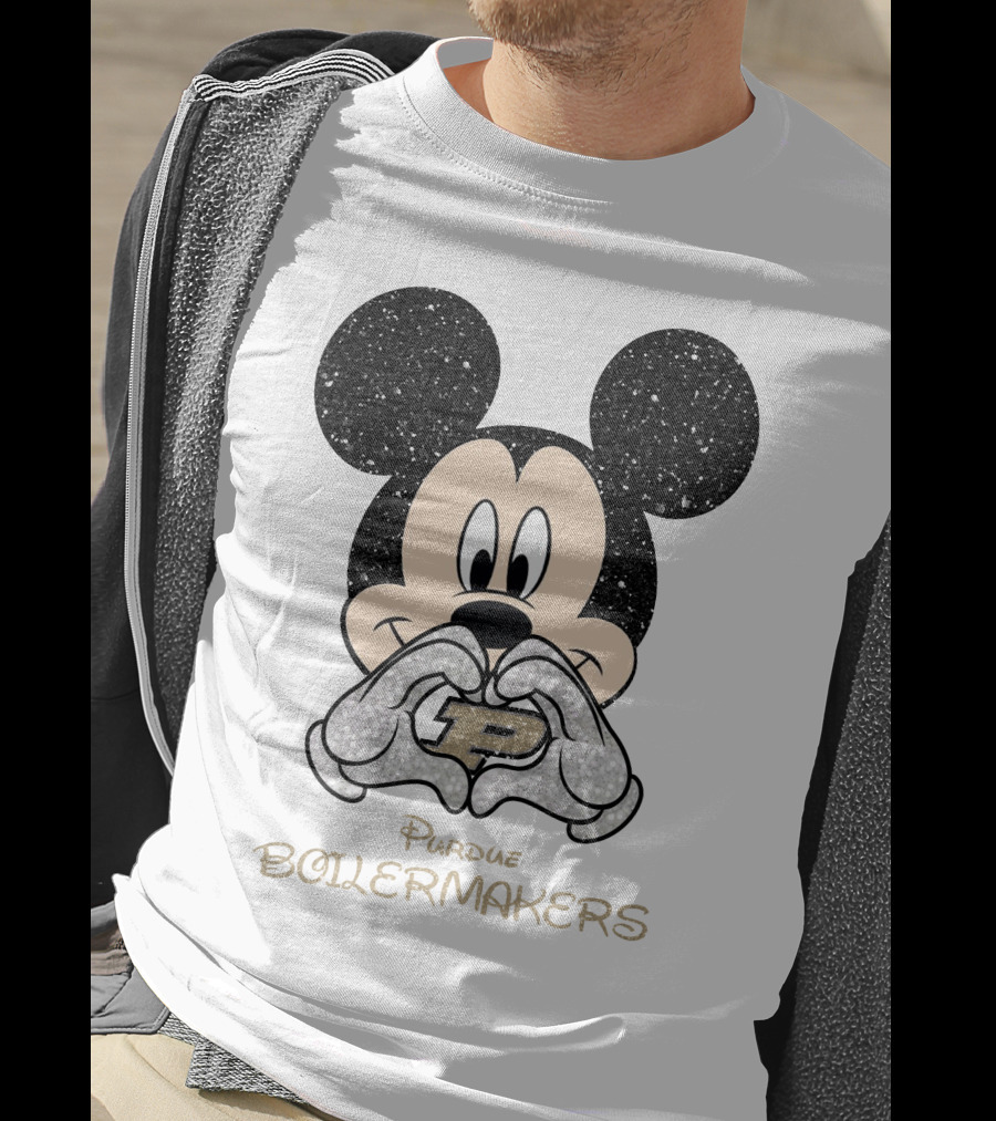 Purdue Boilermakers Mickey Mouse Heart Gesture T-Shirt