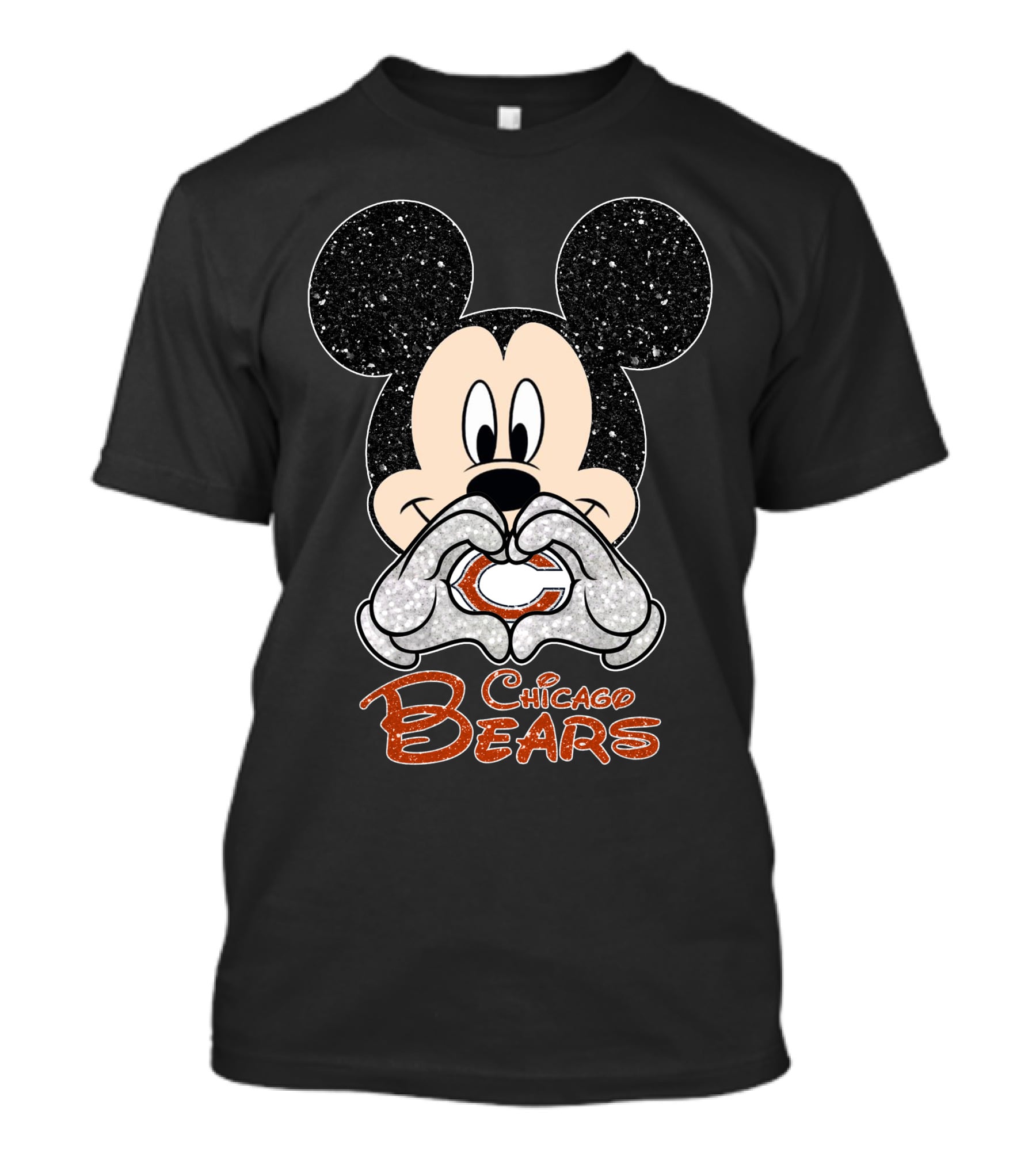 Mickey Mouse Heart Hands Chicago Bears T-Shirt