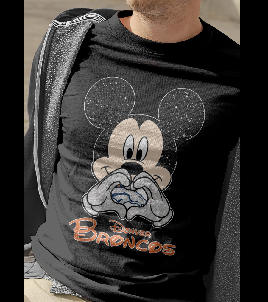 Mickey Denver Broncos Heart Hands T-Shirt