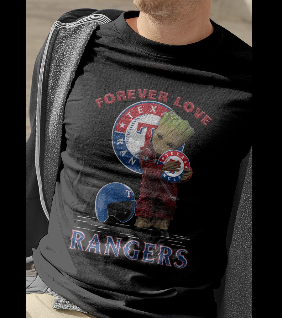 Forever Love Texas Rangers MLB Fans Groot Ranger Spirit T-Shirt
