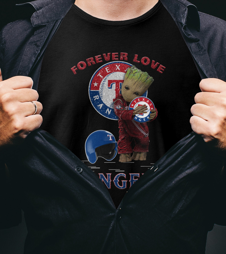 Forever Love Texas Rangers MLB Fans Groot Ranger Spirit T-Shirt