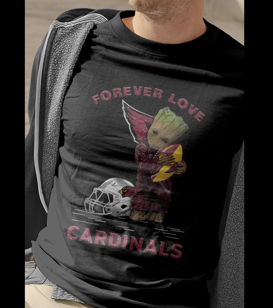 Forever Love Cardinals Groot Holding Football Helmet T-Shirt