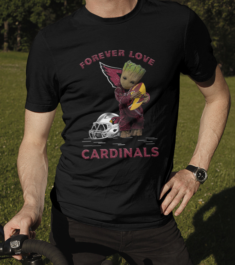 Forever Love Cardinals Groot Holding Football Helmet T-Shirt
