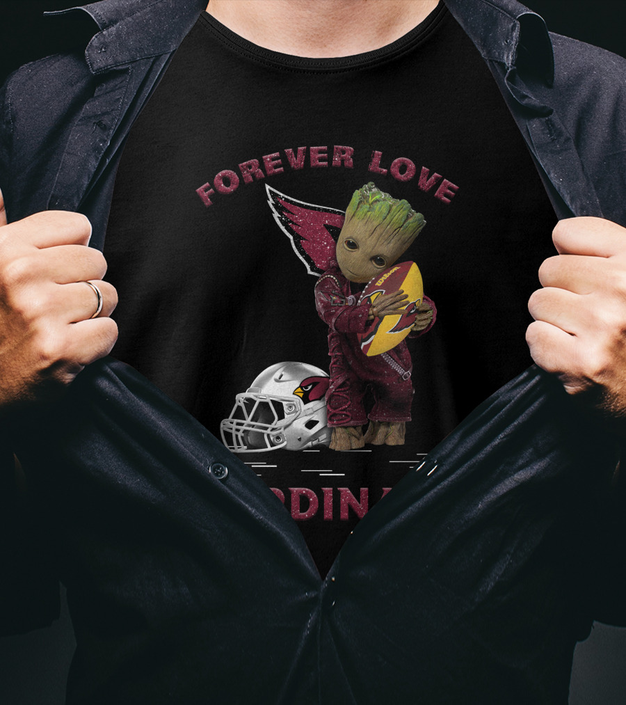 Forever Love Cardinals Groot Holding Football Helmet T-Shirt