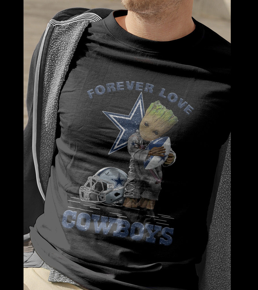 Forever Love Cowboys Groot Football Helmet Star T-Shirt