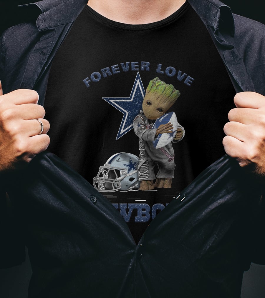 Forever Love Cowboys Groot Football Helmet Star T-Shirt