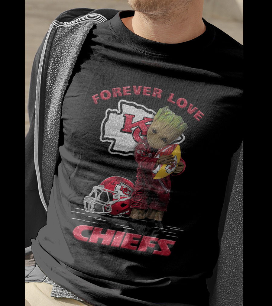 Forever Love Kansas City Chiefs Groot Football Helmet T-Shirt