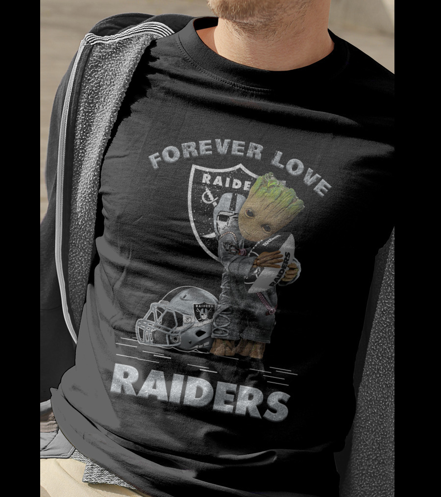 Forever Love Raiders Groot Holding Football Helmet T-Shirt