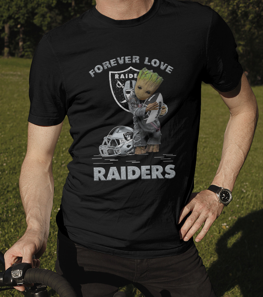Forever Love Raiders Groot Holding Football Helmet T-Shirt