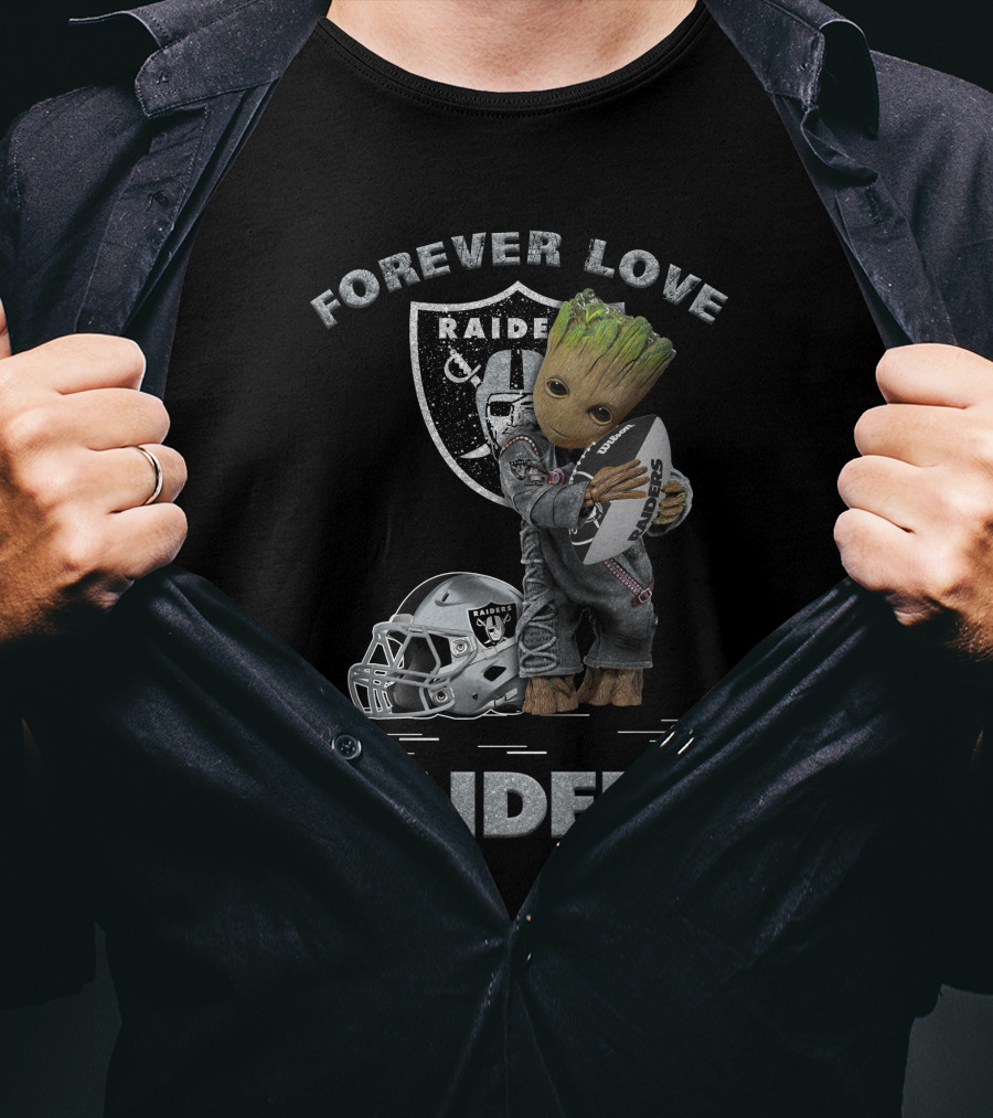 Forever Love Raiders Groot Holding Football Helmet T-Shirt