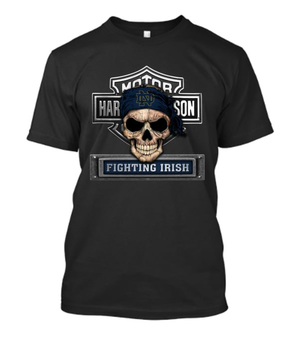Motor Harley Davidson Notre Dame Fighting Irish Skull Bandana T-Shirt