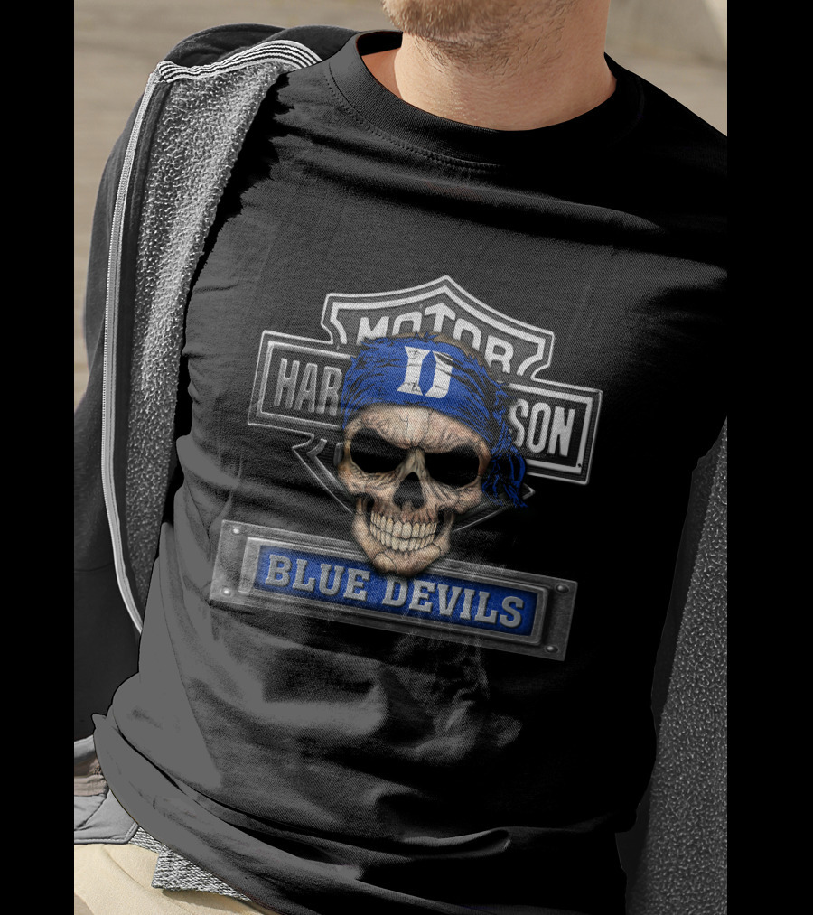 Motor Harley Davidson Skull Bandana Blue Devils T-Shirt