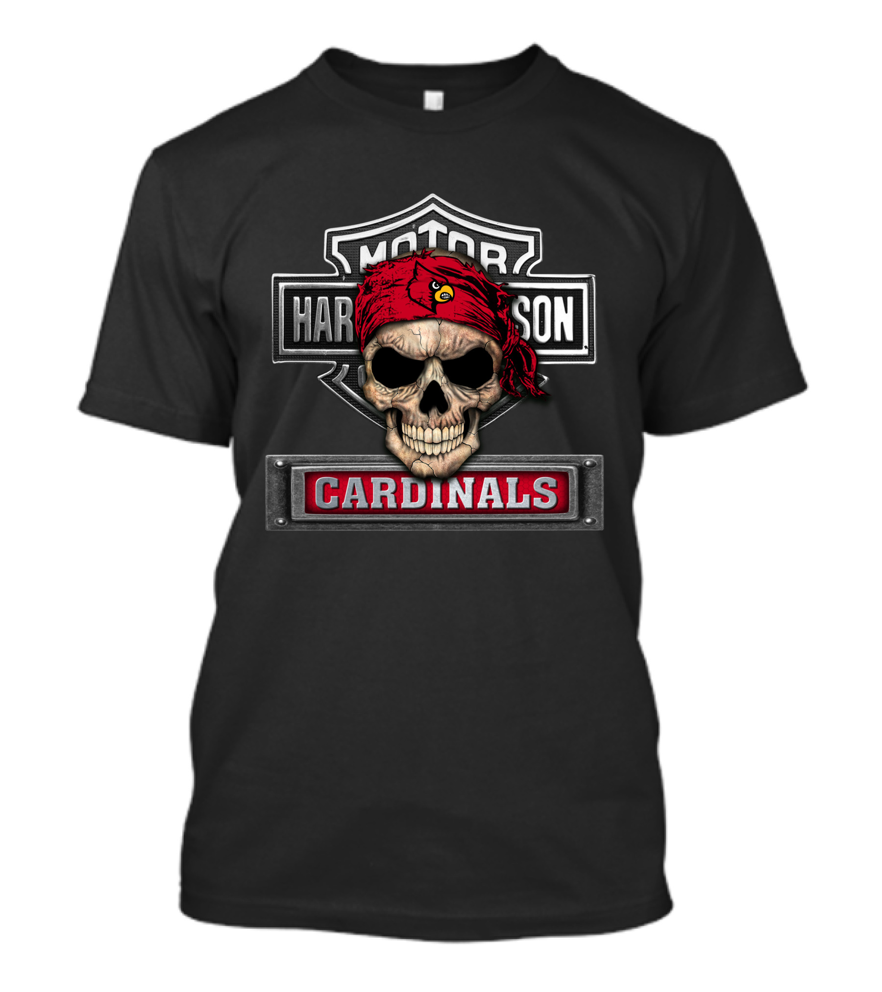 Harley Davidson Motorcycles Skull Bandana Cardinals T-Shirt
