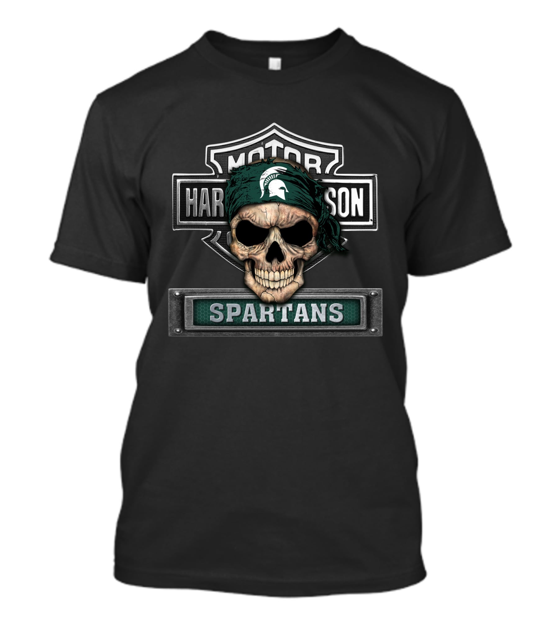Motor Harley Davidson Skull Spartans Ncaa Michigan State T-Shirt