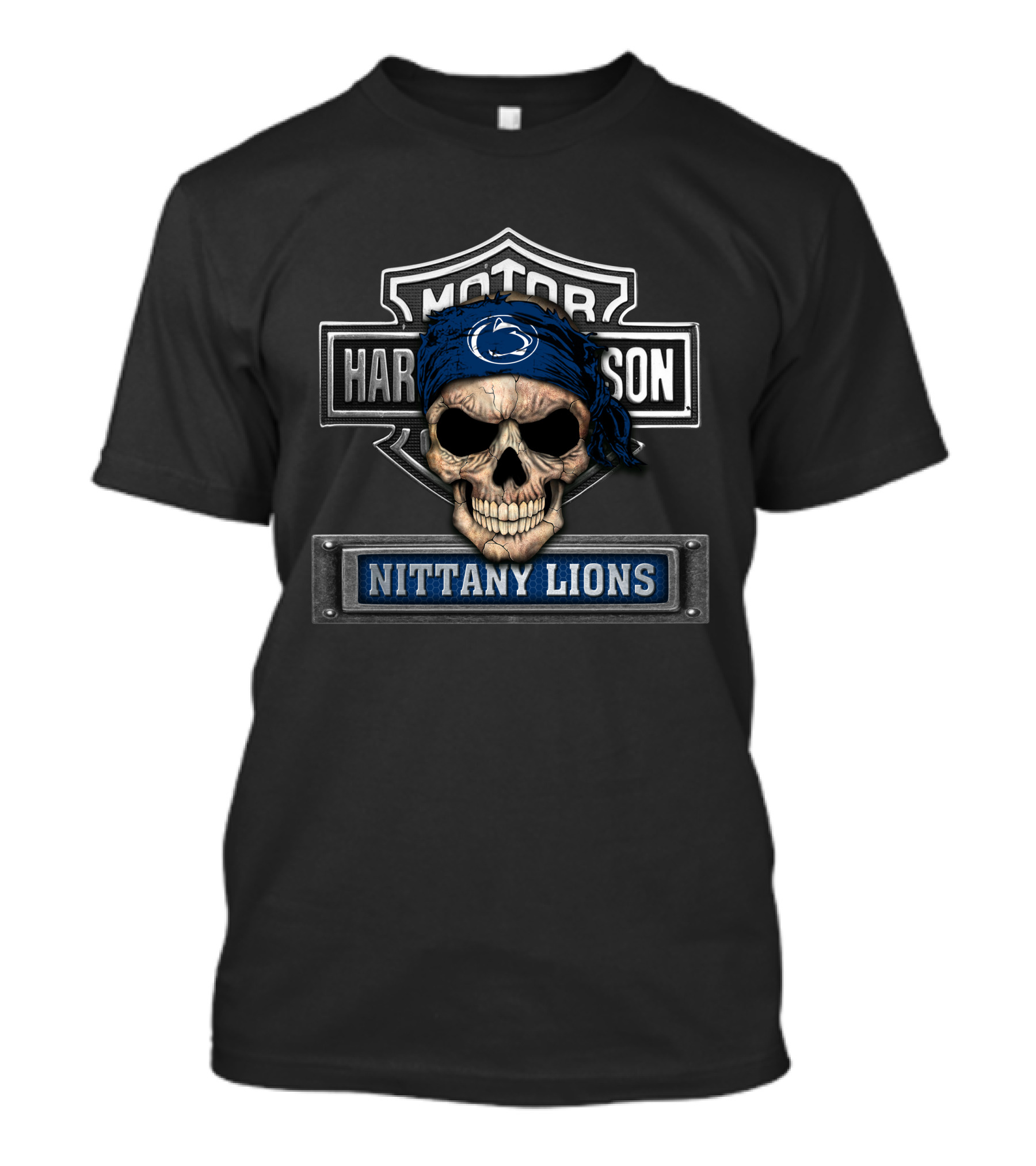 Motor Harley Davidson Nittany Lions Skull Bandana T-Shirt