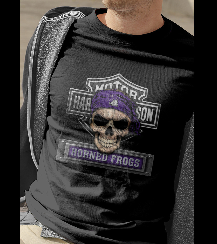 Tcu Horned Frogs Skull With Purple Bandana Hd Ncaa T-Shirt