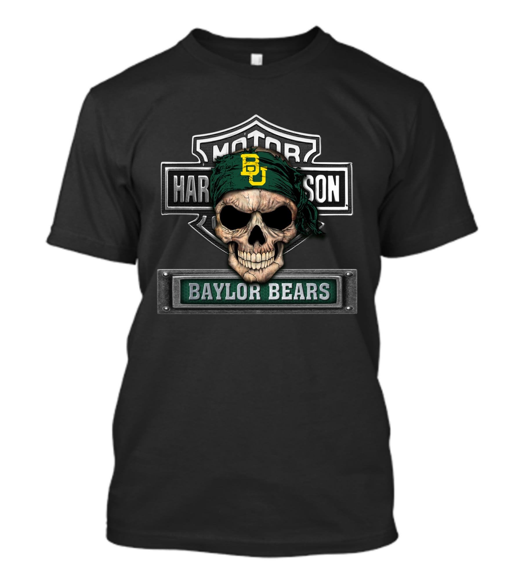Baylor Bears Skull Harley Davidson Logo Bandana T-Shirt