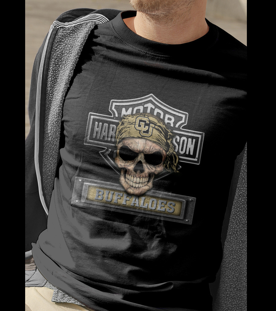 Cu Buffaloes Skull Harley Davidson Ncaa Colorado T-Shirt
