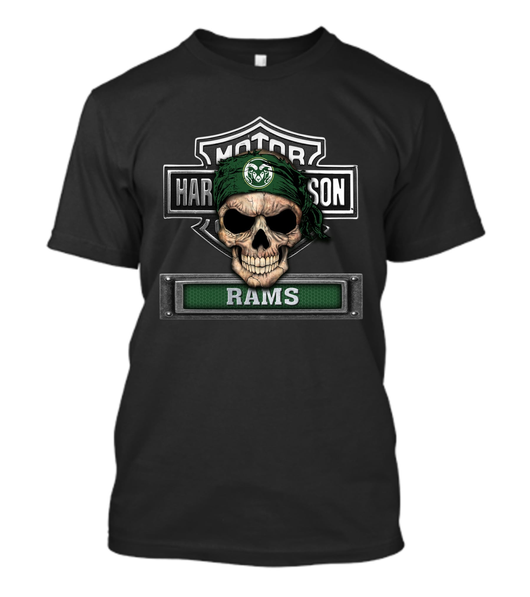 Motor Harley Davidson Colorado State Rams Skull T-Shirt