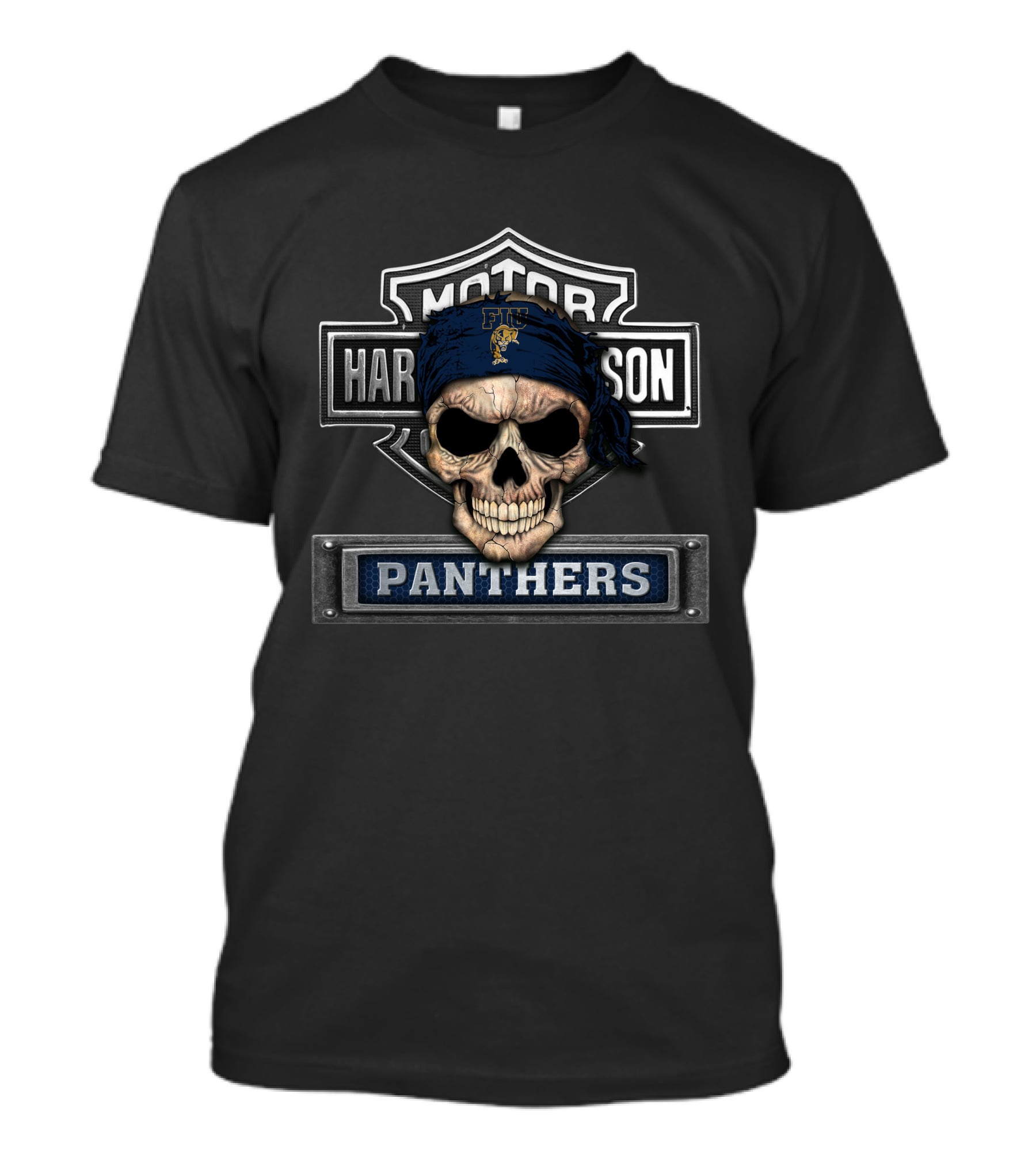 Motor Harley Davidson Fiu Panthers Skull Bandana T-Shirt