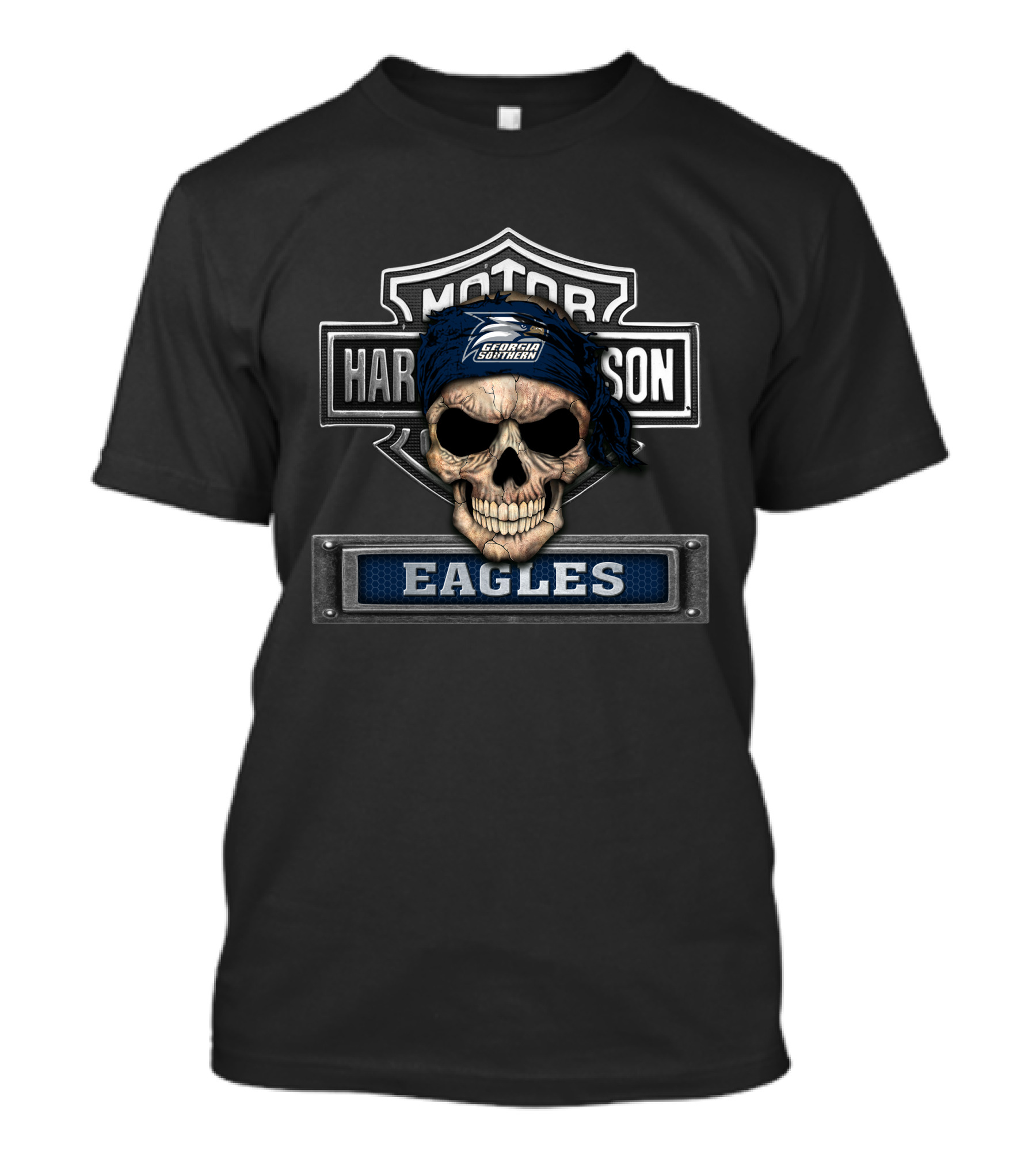 Motor Harley Davidson Georgia Southern Eagles Skull Bandana T-Shirt