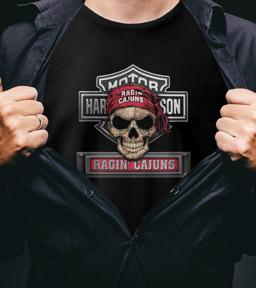Harley Davidson Ragin' Cajuns Skull Bandana T-Shirt