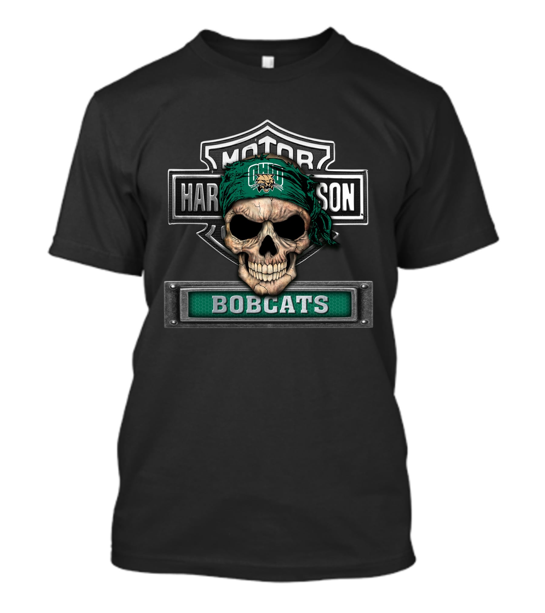 Harley Davidson Ohio Bobcats Skull Bandana T-Shirt