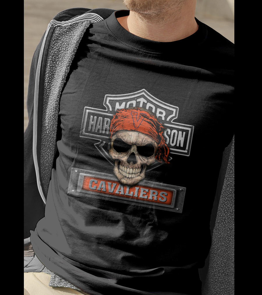 Motor Harley Davidson Virginia Cavaliers Skull Bandana T-Shirt