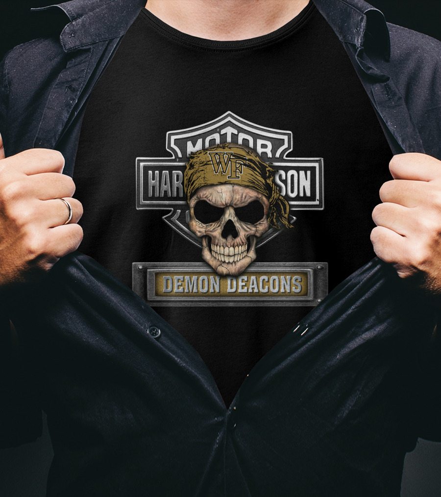 Harley Davidson Wake Forest Demon Deacons Wf Skull T-Shirt