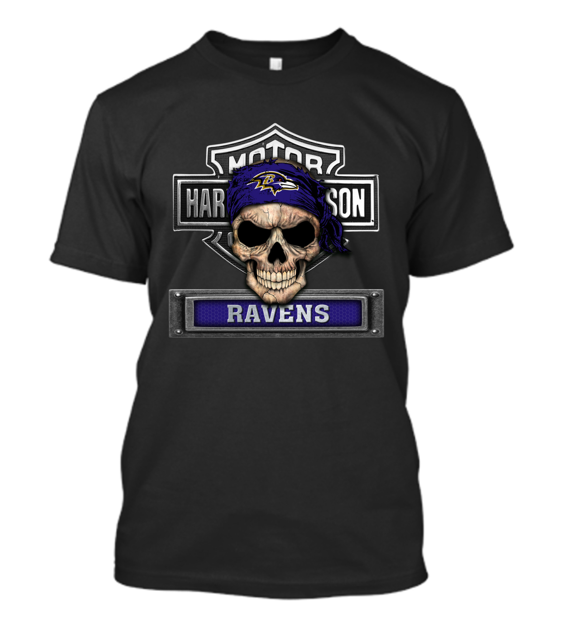 Harley Davidson Skull Ravens Baltimore Ravens Nfl T-Shirt