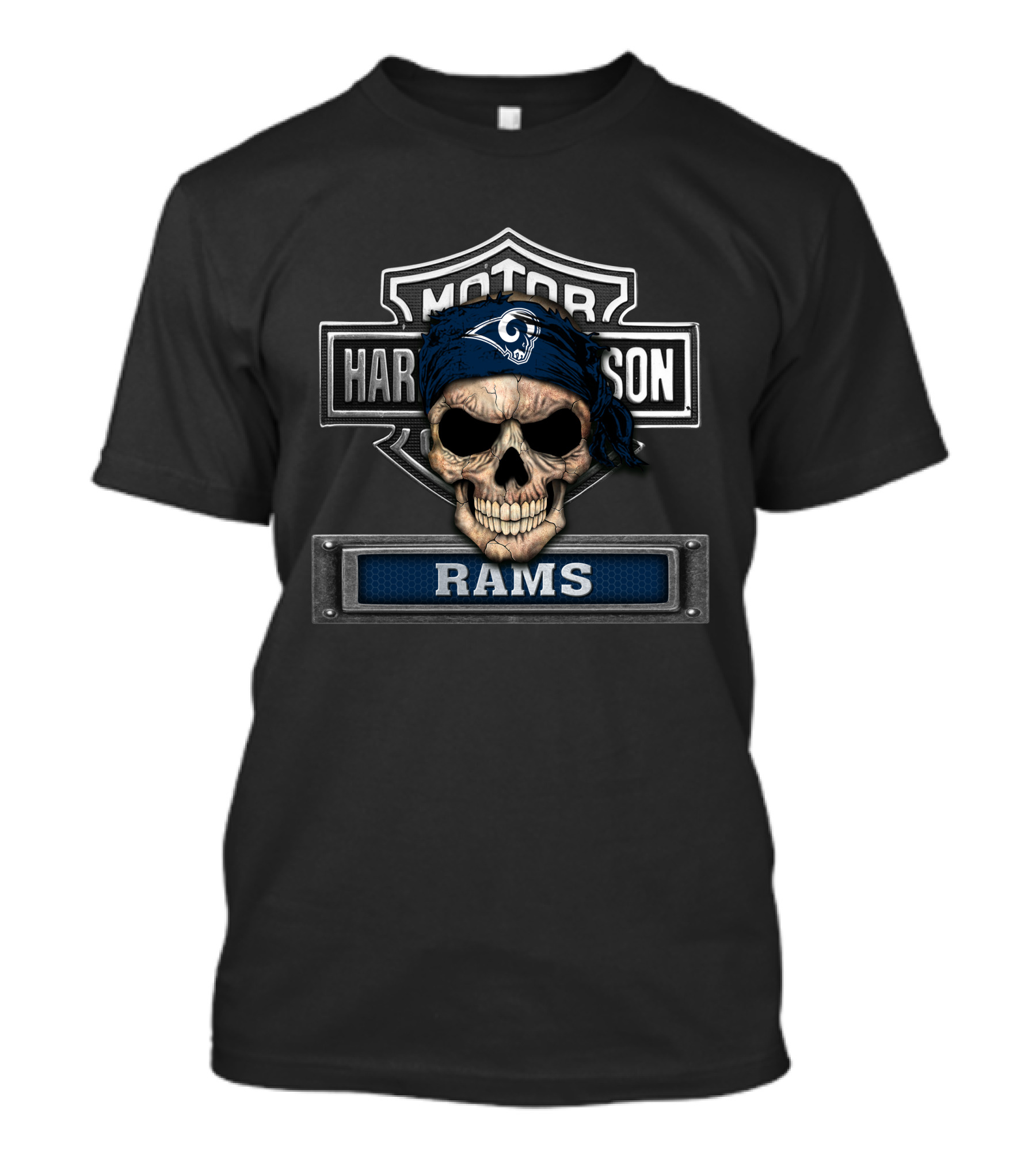 Motor Harley Davidson Los Angeles Rams Skull T-Shirt