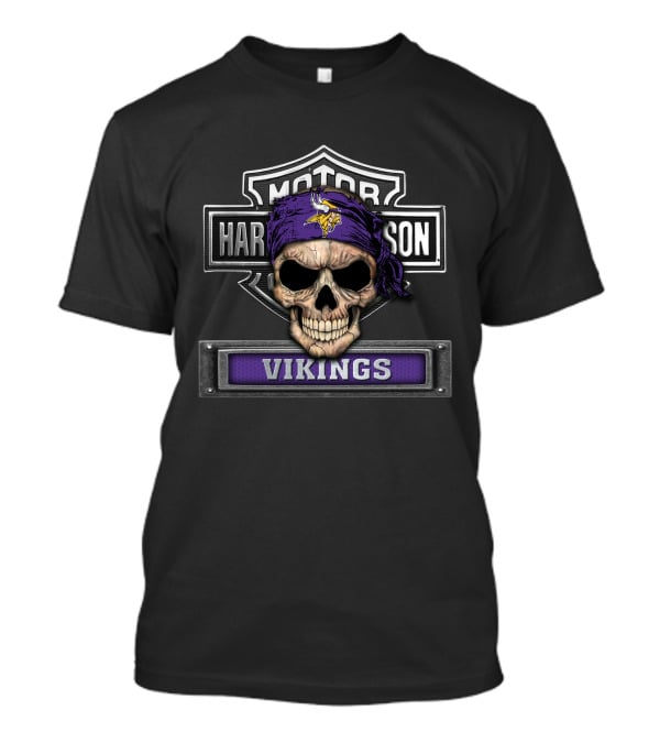 Motor Harley Davidson Skull Minnesota Vikings Nfl T-Shirt