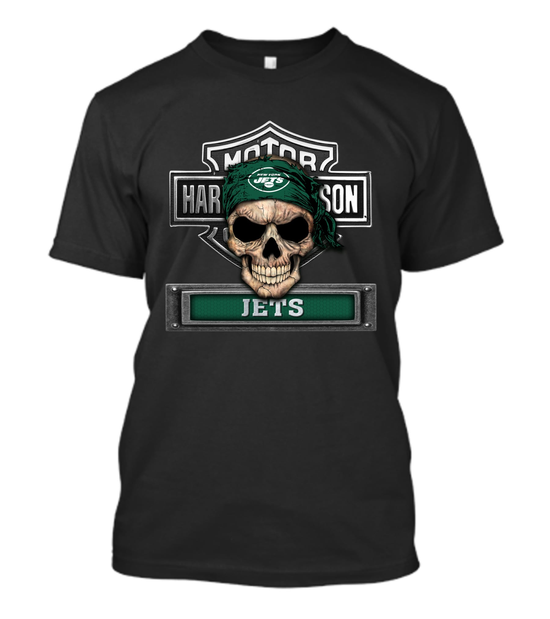 Motor Harley Davidson Skull New York Jets Nfl T-Shirt