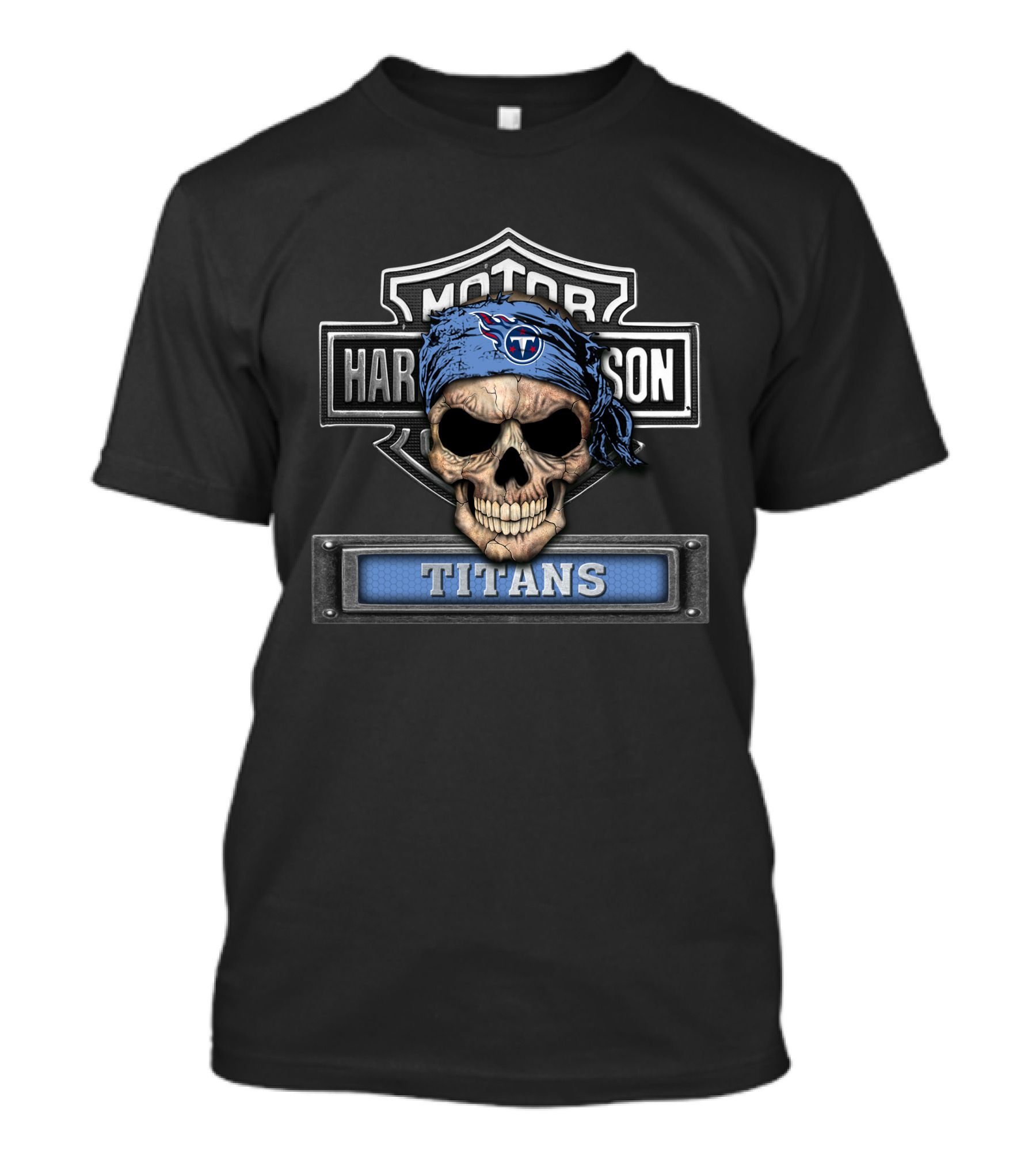 Motor Harley Davidson Skull Nfl Tennessee Titans T-Shirt