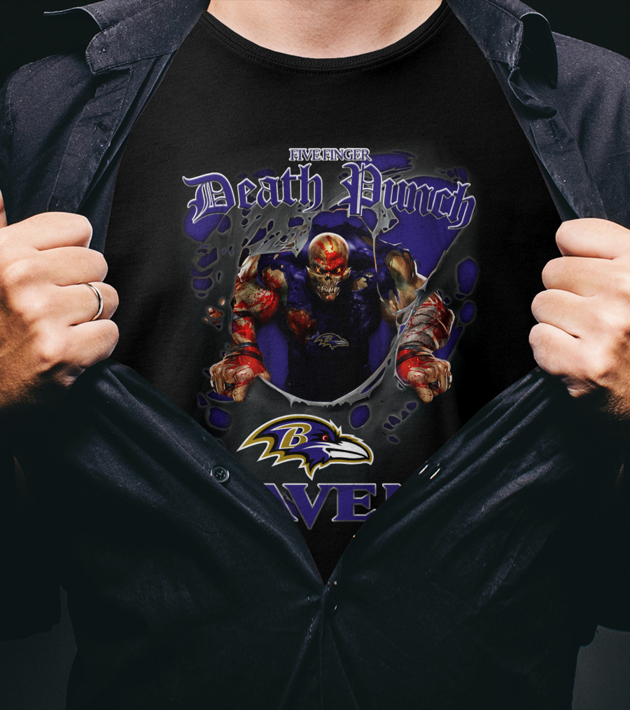 Five Finger Death Punch Baltimore Ravens Nfl Football Fans Ravens T-Shirt