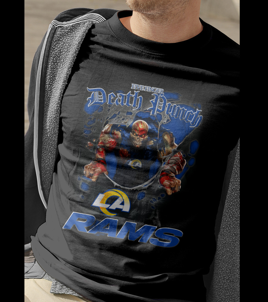 Five Finger Death Punch Los Angeles Rams Nfl Football Fans Monster T-Shirt