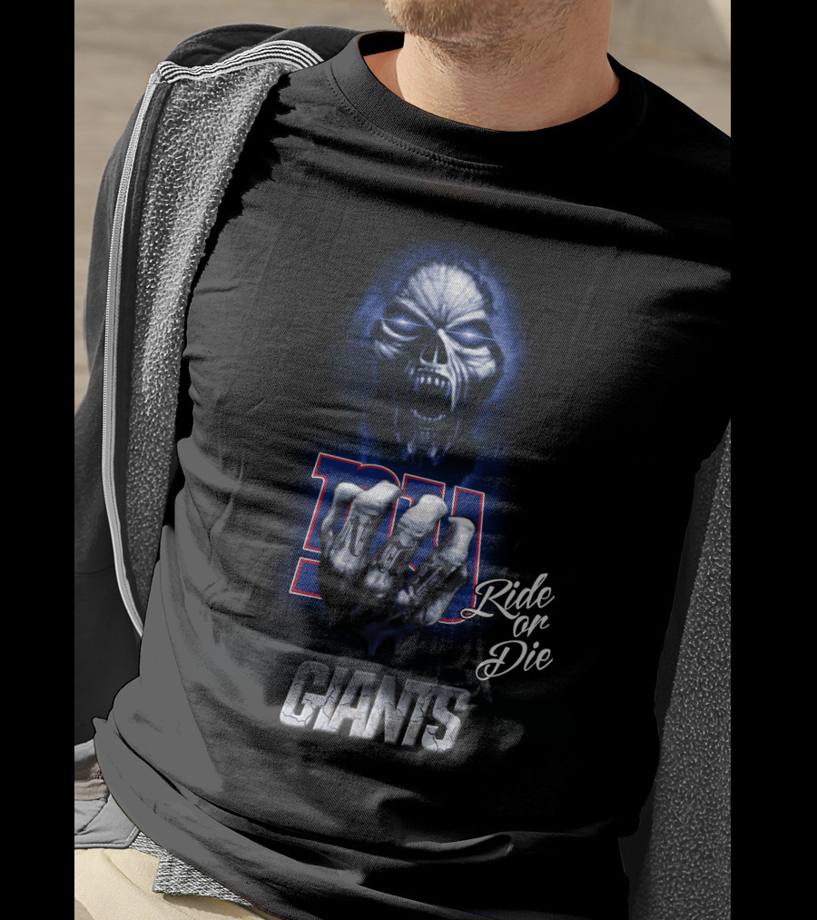 Nfl New York Giants Ride Or Die Blue Skull 146 Hd0024 T-Shirt