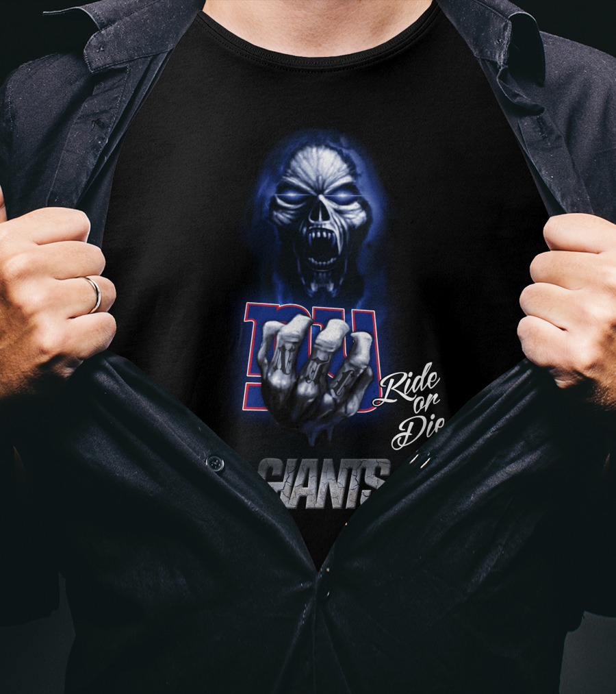Nfl New York Giants Ride Or Die Blue Skull 146 Hd0024 T-Shirt