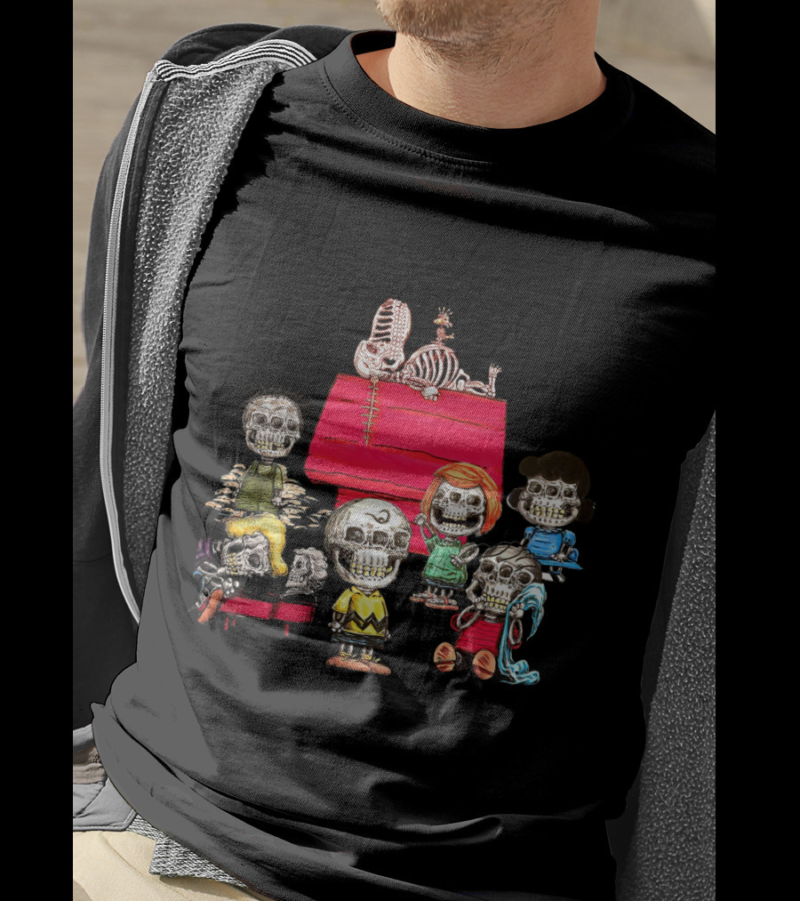 Skeleton Family Peanuts Halloween Spooky Characters T-Shirt