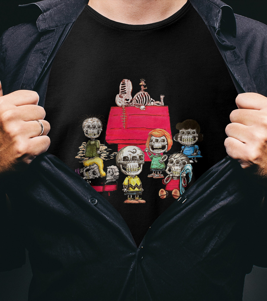 Skeleton Family Peanuts Halloween Spooky Characters T-Shirt