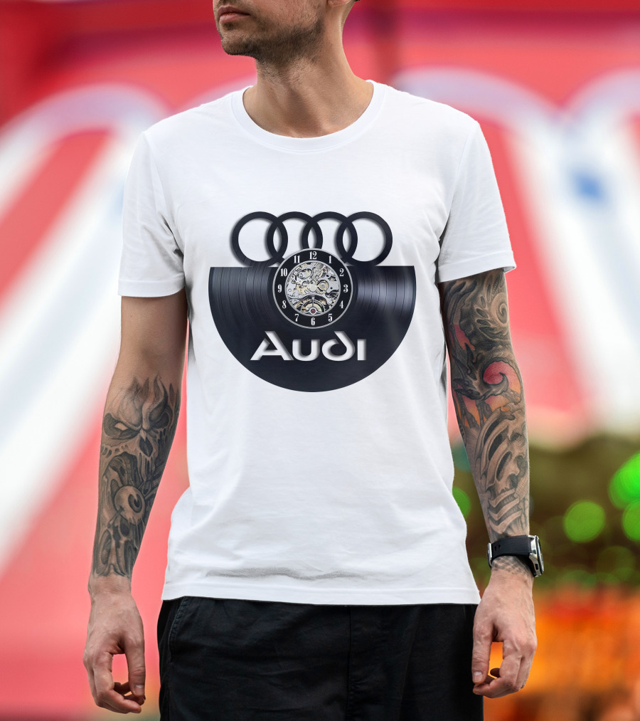 Audi Baronti Vinyl Clock with Four Rings and Gear Mechanism T-Shirt