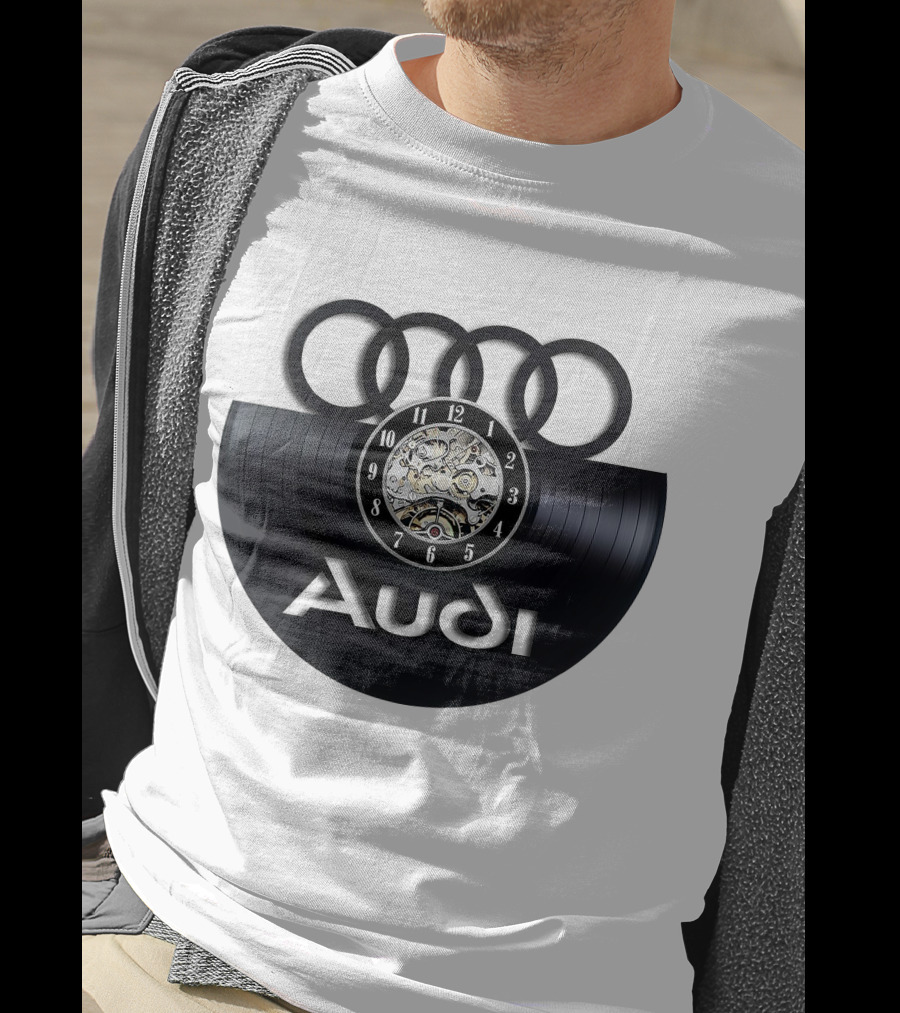 Audi Baronti Vinyl Clock With Four Rings And Gear Mechanism T-Shirt