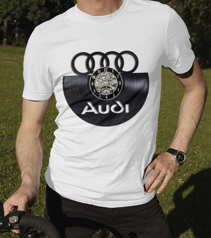 Audi Baronti Vinyl Clock With Four Rings And Gear Mechanism T-Shirt