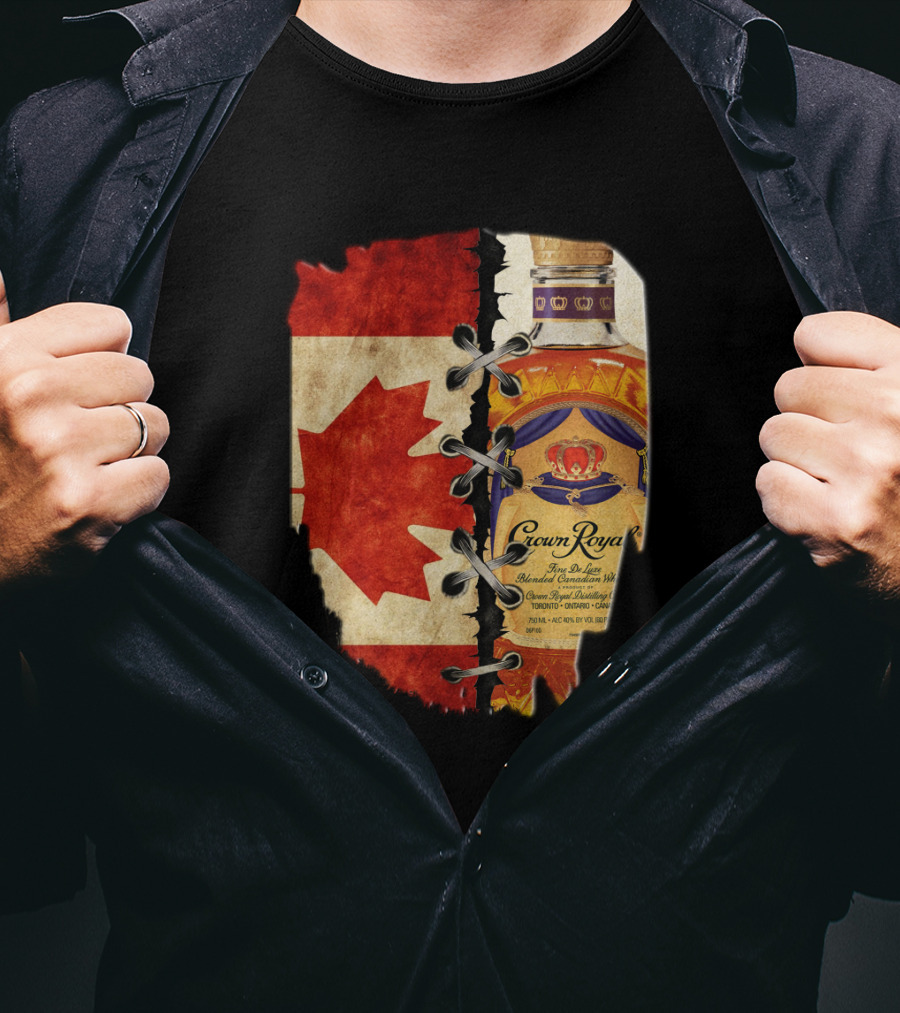 Crown Royal Canadian Flag Maple Leaf Bottle T-Shirt