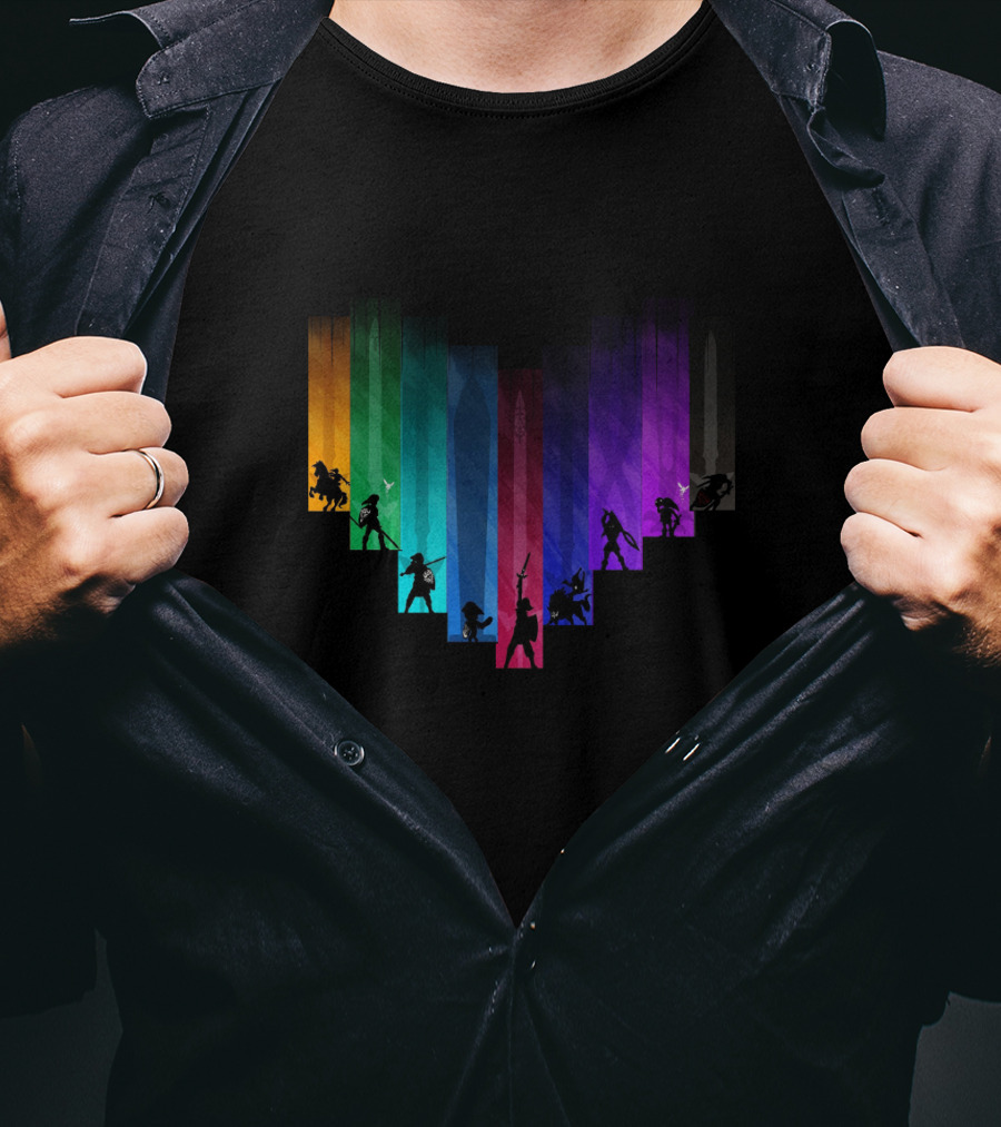 Warrior Of Heart Rainbow Silhouette Collage T-Shirt